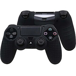 Shot Coque Silicone pour Manette PS4 Playstation Grip Accroche Couleur Protection (NOIR)