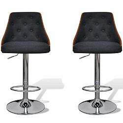 vidaXL Tabourets de bar lot de 2 bois courbé et tissu