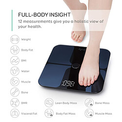 Universal Eufy by, compteur intelligent avec Bluetooth, balance de graisse, balance de salle de bains numérique sans fil, 12 mesures, poids/graisse corporelle/IMC, analyse de la composition du corps, noir/blanc, lbs/kg/st