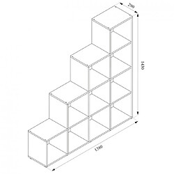 Mpc Étagère escalier 10 cases aspect chêne sonoma