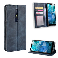 Etui en PU style vintage avec support bleu pour votre Nokia 7.1