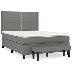 vidaXL Sommier à lattes de lit avec matelas Gris foncé 140x200cm Tissu