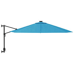 Avis vidaXL Parasol mural avec LED bleu mer 290 cm