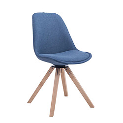 Decoshop26 Chaise de salle à manger x1 chaise visiteur assise pivotant à 360° en tissu bleu piètement en bois carré clair 10_0003472 