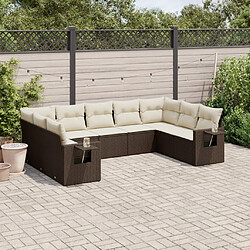 Maison Chic Salon de jardin avec coussins 9 pcs, Ensemble Tables et chaises de jardin, marron résine tressée -GKD902707