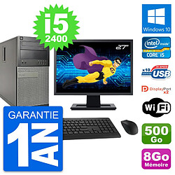 PC Tour Dell 9010 Ecran 27" Intel i5-2400 RAM 8Go Disque 500Go Windows 10 Wifi - Occasion