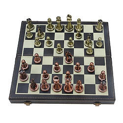 Kit D'échecs En Métal D'échiquier En Cuir Pliant de 30 Cm, Ensemble D'échecs élégant de Pièces D'échecs, Rangement Intégré Gadget de nettoyage bleu