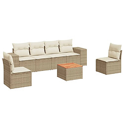 vidaXL Salon de jardin avec coussins 7 pcs beige résine tressée