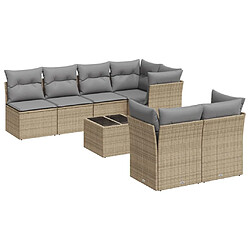 vidaXL Salon de jardin avec coussins 8 pcs beige résine tressée