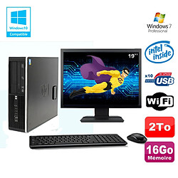 Lot PC HP Elite 8100 SFF G6950 2,8 GHz 16Go 2000Go Wifi Graveur W7 Pro Ecran 19" · Occasion 