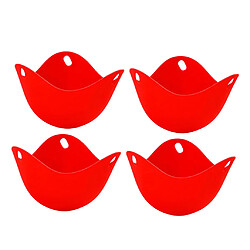 4pcs Tasses De Braconnage D'oeufs En Silicone Pour La Cuisson Des œufs Au Micro-ondes Rouge