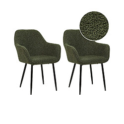 Beliani Chaise de salle à manger ALDEN Set de 2 Bouclé Vert foncé