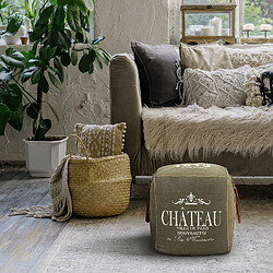 WOMO-DESIGN Pouf carré siège cube tabouret en toile/cuir design Oakland 45 cm WOMO-DESIGN Pouf Carré Siège Cube 45 cm Toile/Cuir Véritable Olive/Marron Rembourrage de Coton Design Oakland Fait à la Main Tabouret de Salon Coussin de Sol Repose-Pieds Ottoman Canapé Style Rétro