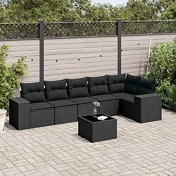 Maison Chic Ensemble Tables et chaises d'extérieur 7pcs avec coussins,Salon de jardin noir résine tressée -GKD290369