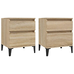 Maison Chic Lot de 2 Tables de chevet,Table de nuit,Table d'appoint pour salon Chêne sonoma 40x35x50 cm -MN77586