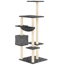 Arbre à chat avec griffoirs,niche pour chat en sisal Gris foncé 142 cm -MN34365 pas cher