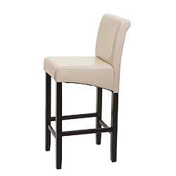 Mendler Tabouret de bar HWC-C33, chaise de bar tabouret de comptoir, bois ~ crème, pieds foncés, simili cuir