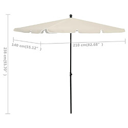 vidaXL Parasol de jardin avec mât 210x140 cm Sable pas cher