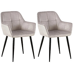 Decoshop26 Lot de 2 chaises de salle à manger design retro coutures décoratives en carrées assise en velours gris clair 10_0001536 