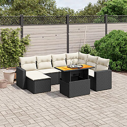 vidaXL Salon de jardin 8 pcs avec coussins noir résine tressée 