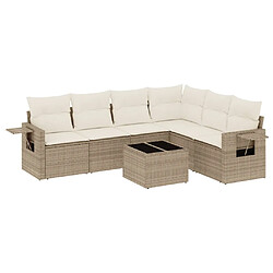 Maison Chic Salon de jardin avec coussins 7 pcs, Ensemble Tables et chaises de jardin, beige résine tressée -GKD268419