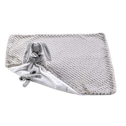 Doudou couverture attache sucette Lapin Gris et blanc - Nattou