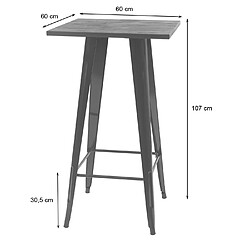 Mendler Set table mange-debout + 2x tabouret de bar HWC-A73, plateau en bois, design industriel, métal ~ noir