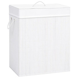 vidaXL Panier à linge avec une seule section bambou blanc 83 L