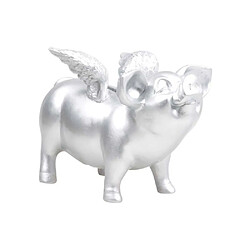 Stoobz Tirelire cochon avec ailes en résine 14 x 25 x 15 cm argent.