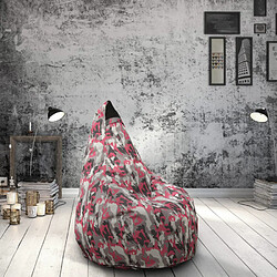 Ahd Amazing Home Design Pouf Fauteuil Pouf sac à Poire pour Extérieur Imperméable Mimétiques Made in Italy Summer Camouflage, Couleur: Pinky