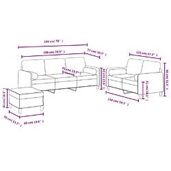 vidaXL Ensemble de canapés 3 pcs avec coussins gris foncé velours pas cher