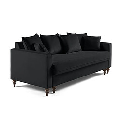 Bestmobilier Flamingo - canapé droit 3 places convertible en velours Flamingo - canapé droit 3 places convertible en velours - Noir