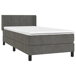 Avis Maison Chic Lit Adulte - Lit simple Lit à sommier tapissier et matelas moelleux - Meuble de Chambre - Gris foncé 90x200 cm Velours -MN29331