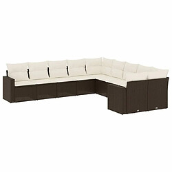 Maison Chic Salon de jardin 10 pcs avec coussins, Ensemble Tables et chaises d'extérieur marron résine tressée -GKD308802