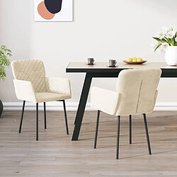 vidaXL Chaises à manger lot de 2 Crème Velours