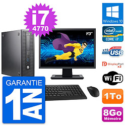 PC HP 600 G1 SFF Ecran 19" Intel Core i7-4770 RAM 8Go Disque 1To Windows 10 Wifi · Occasion 