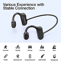 Universal Ouvrez le casque, le casque de casque de conduction d'air sans fil Light Sweat Bluetooth Sports Headset a un microphone pour répondre à la musique téléphonique, pour la course,