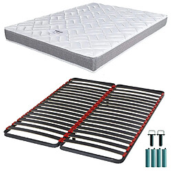 Ebac Matelas mousse + Sommier métal C39 160x200 Morgan - Hauteur 17 cm - Soutien ferme