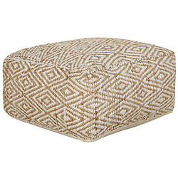 Beliani Pouf beige et blanc 60 x 60 cm MASKI 