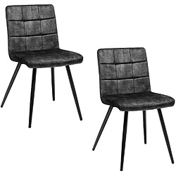 Decoshop26 Lot de 2 chaises de salle à manger en velours noir rembourrée structure métal noir BUR09097 