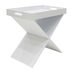 The Home Deco Factory Table d'appoint croisillons avec plateau amovible blanc.