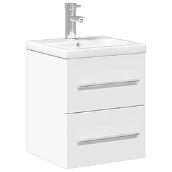 vidaXL Armoire lavabo de salle de bain avec bassin intégré blanc