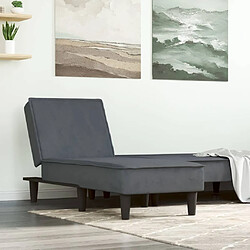 vidaXL Chaise longue gris foncé velours 