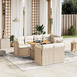 vidaXL Salon de jardin avec coussins 8 pcs beige résine tressée 