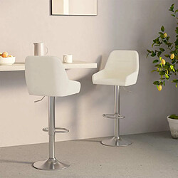 vidaXL Tabourets de bar lot de 2 crème tissu 