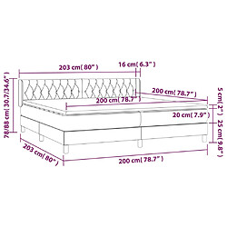 vidaXL Sommier à lattes de lit et matelas Gris foncé 200x200cm Velours pas cher