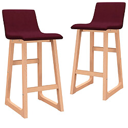 vidaXL Tabourets de bar lot de 2 rouge bordeaux tissu 