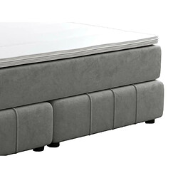 Acheter Vente-Unique Ensemble complet boxspring tête de lit + sommier + matelas + surmatelas - 160 x 200 cm - Velours - Gris clair - HIDA de YSMÉE