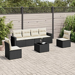 Maison Chic Ensemble Tables et chaises d'extérieur 7pcs avec coussins,Salon de jardin noir résine tressée -GKD787941