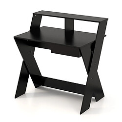 Helloshop26 Bureau informatique avec rangement et support d'écran repose-pieds pour travailler réviser gaming noir 20_0004844 